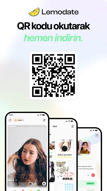 Lemodate indirme QR kodu ve uygulama ekranları